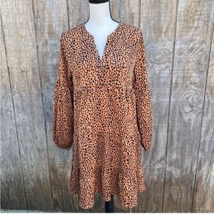 SHEIN Cheetah Print Tiered Dress Size S
